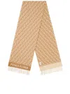 Fendi Camel Wool And Cashmere Ff Scarf In Brown