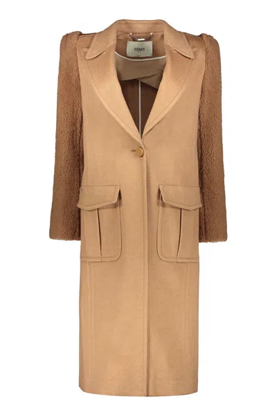 Fendi Camelwool Coat In Brown
