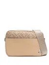 Fendi Monogram-panel Leather Messenger Bag In Neutral