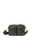 Fendi Mini Camera Case In Superlight Ff Zucca Technical Fabric With Adjustable Strap In Brown