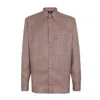 Fendi Camicia Classic Micro Logo Print Shirt In Red