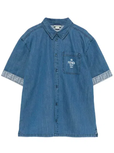 Fendi Kids' Denim Shirt In Blue