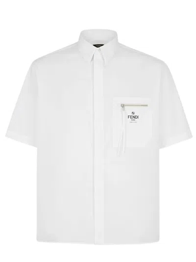 Fendi Camicia In Cotone In White