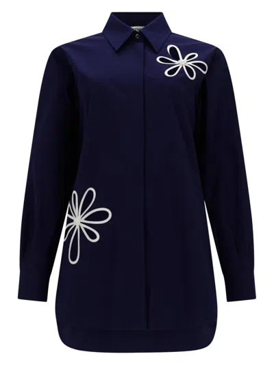 Fendi Camicia In Popeline Di Cotone In Blue