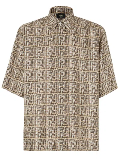 FENDI CAMICIA IN SETA FF BEIGE