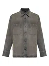 Fendi Denim Jacket With Collared Design And Pockets In Gray