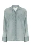 Fendi Camicia Pequin Devore In Green