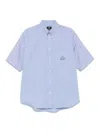 Fendi Blue Short-sleeve Button-down Shirt In Blue