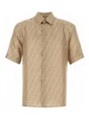 Fendi Off White Printed Satin Shirt In Grey