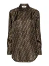 Fendi Silk Shirt With Ff Motif In Brown