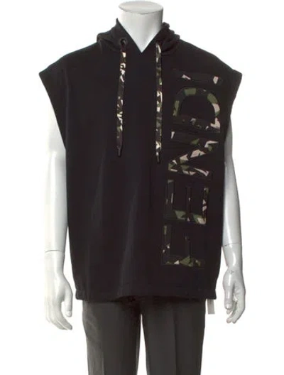 Pre-owned Fendi Camouflage Print Crew Neck Hoodie In Black
