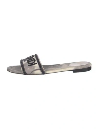 Pre-owned Fendi Camouflage Print Embroidered Accent Flats In Neutrals