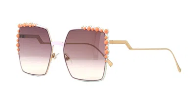 Pre-owned Fendi Can Eye Ff 0259/s Pink With Mint And Gold/pink Shaded (35j/nq) Sunglasses In Brown