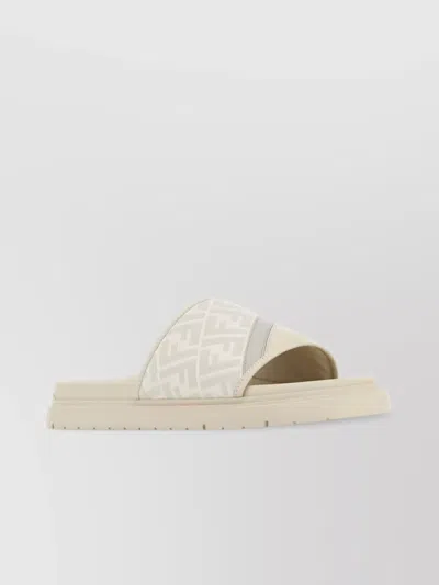 Fendi Canvas And Leather Diagonal Slippers
