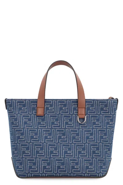 FENDI FENDI CANVAS AND LEATHER SHOPPING BAG