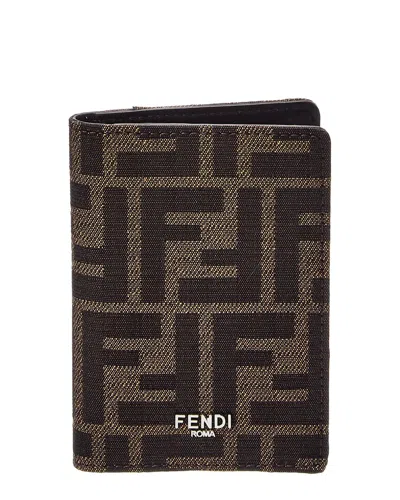 Fendi Canvas & Leather Wallet In Black