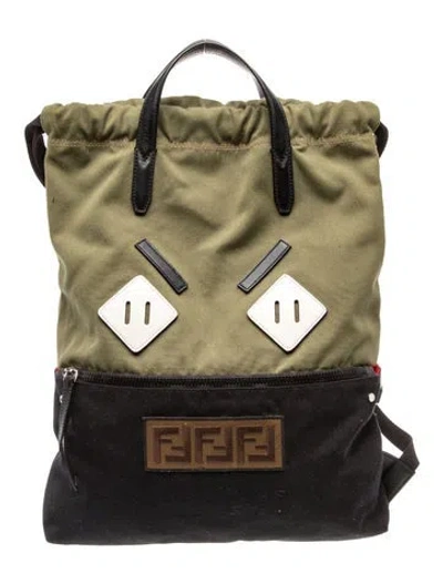 Pre-owned Fendi Canvas Backpack In Green