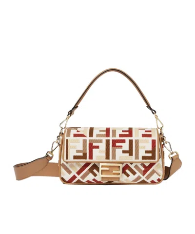 Fendi Canvas Bag With Multicolor Ff Embroidery