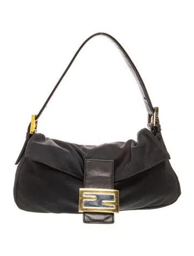 Pre-owned Fendi Canvas Baguette In Black