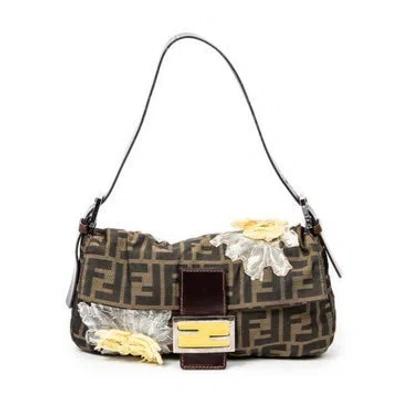 Pre-owned Fendi Canvas Baguette In Brown