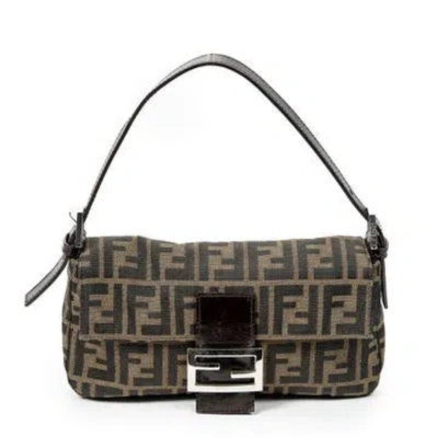 Pre-owned Fendi Canvas Baguette In Brown