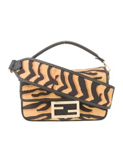 Pre-owned Fendi Canvas Baguette Mini In Orange