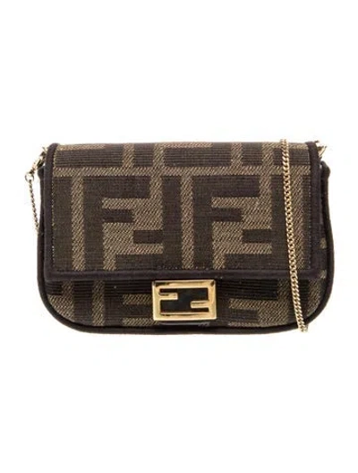 Pre-owned Fendi Canvas Baguette Nano In Brown