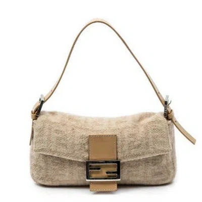 Pre-owned Fendi Canvas Baguette In Neutral