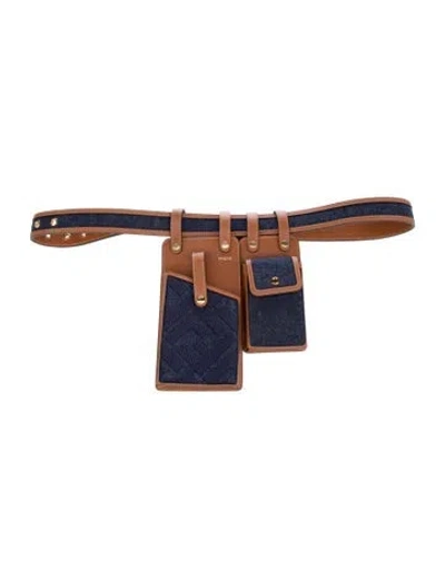 Pre-owned Fendi Canvas Belt Bag In Blue