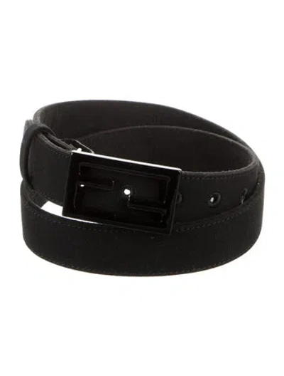 Pre-owned Fendi Canvas Belt In Black