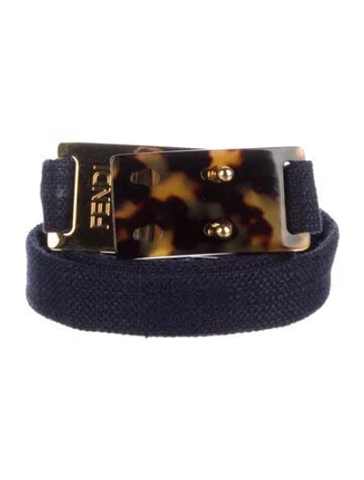 Pre-owned Fendi Canvas Belt In Blue