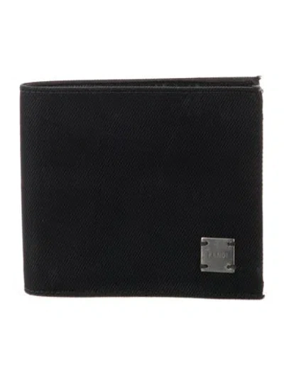Pre-owned Fendi Canvas Bifold Wallet In Black