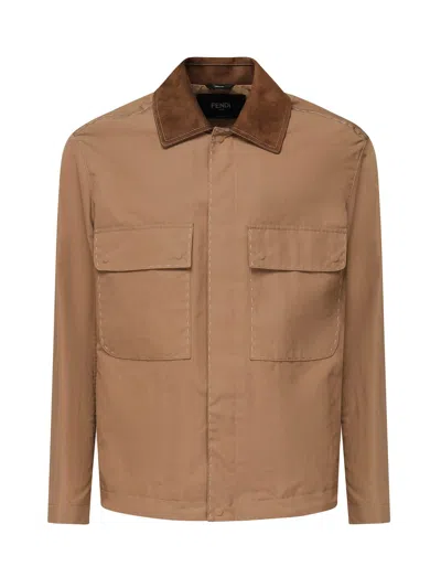 Fendi Canvas Blouson In Brown