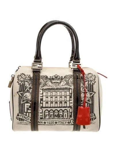 Pre-owned Fendi Canvas Boston In Neutral