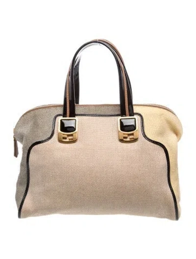 Pre-owned Fendi Canvas Canvas Chameleon In Neutral