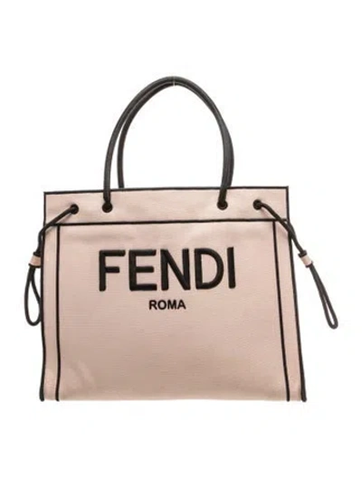 Pre-owned Fendi Canvas Canvas Shopper Tote In Neutral