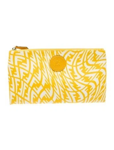 Pre-owned Fendi Canvas Clutch In Yellow
