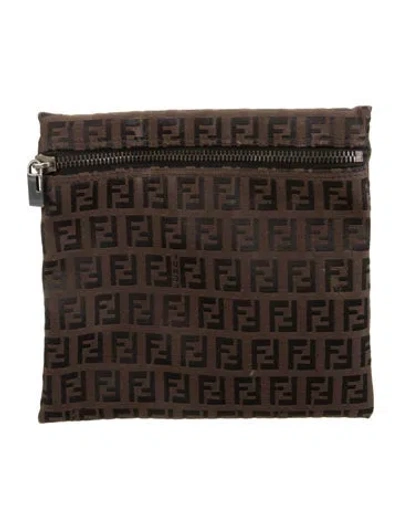 Pre-owned Fendi Canvas Cosmetic Bag In Brown