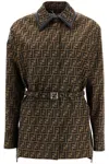 Fendi Waist Belt Collar Neck Long Sleeves Jacket In Brown