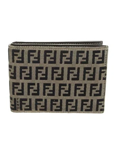 Pre-owned Fendi Canvas Graphic Print Bifold Wallet In Neutrals