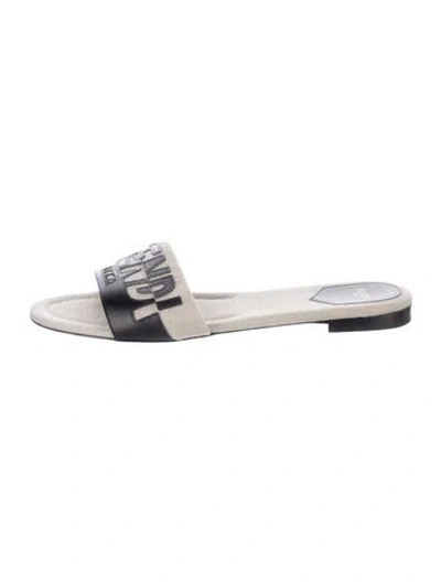 Pre-owned Fendi Canvas Graphic Print Slides In Black/grey
