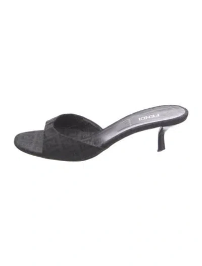 Pre-owned Fendi Canvas Graphic Print Slides In Brown