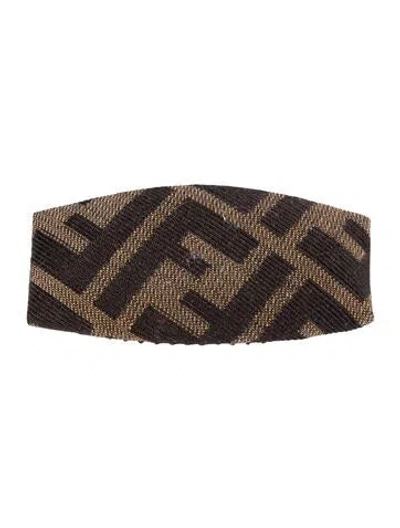 Pre-owned Fendi Canvas Hair Clip In Black