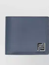 Fendi Canvas Leather Bi-fold Wallet Contrast Panel In Blue