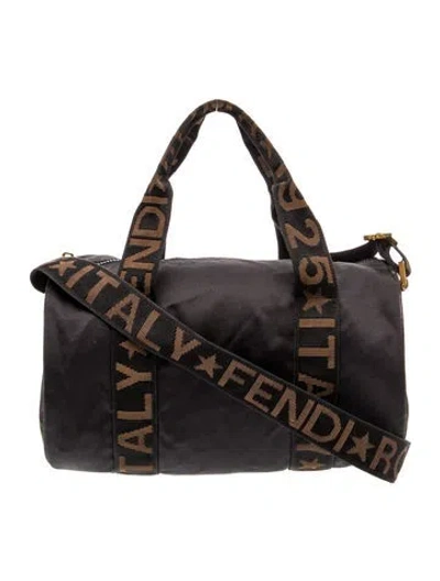 Pre-owned Fendi Canvas Messenger Bag Vintage In Black