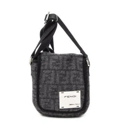 Pre-owned Fendi Canvas Mini Ff Flap Crossbody Null In Gray