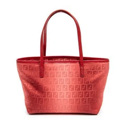Pre-owned Fendi Canvas Mini Ombre Shopping Tote In Red