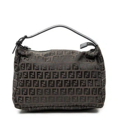 Pre-owned Fendi Canvas Mini Pochette In Brown