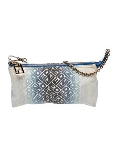 Pre-owned Fendi Canvas Pouch On A Chain In Blue