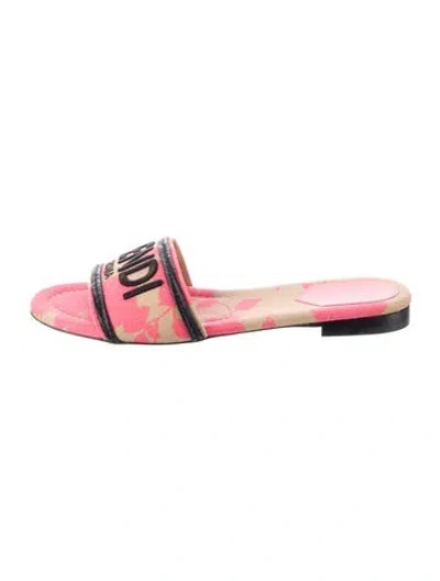 Pre-owned Fendi Canvas Printed Slides In Multi